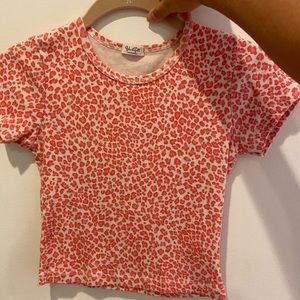 PINK LEOPARD PRINT BRANDY MELVILLE BABY TEE